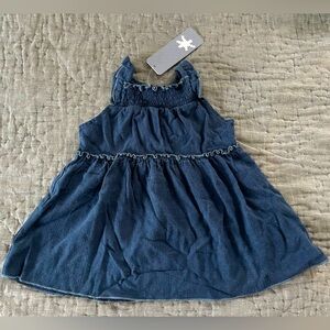 NWT Splendid baby girl 6-12 month denim lightweight ruffle tank dress blue boho